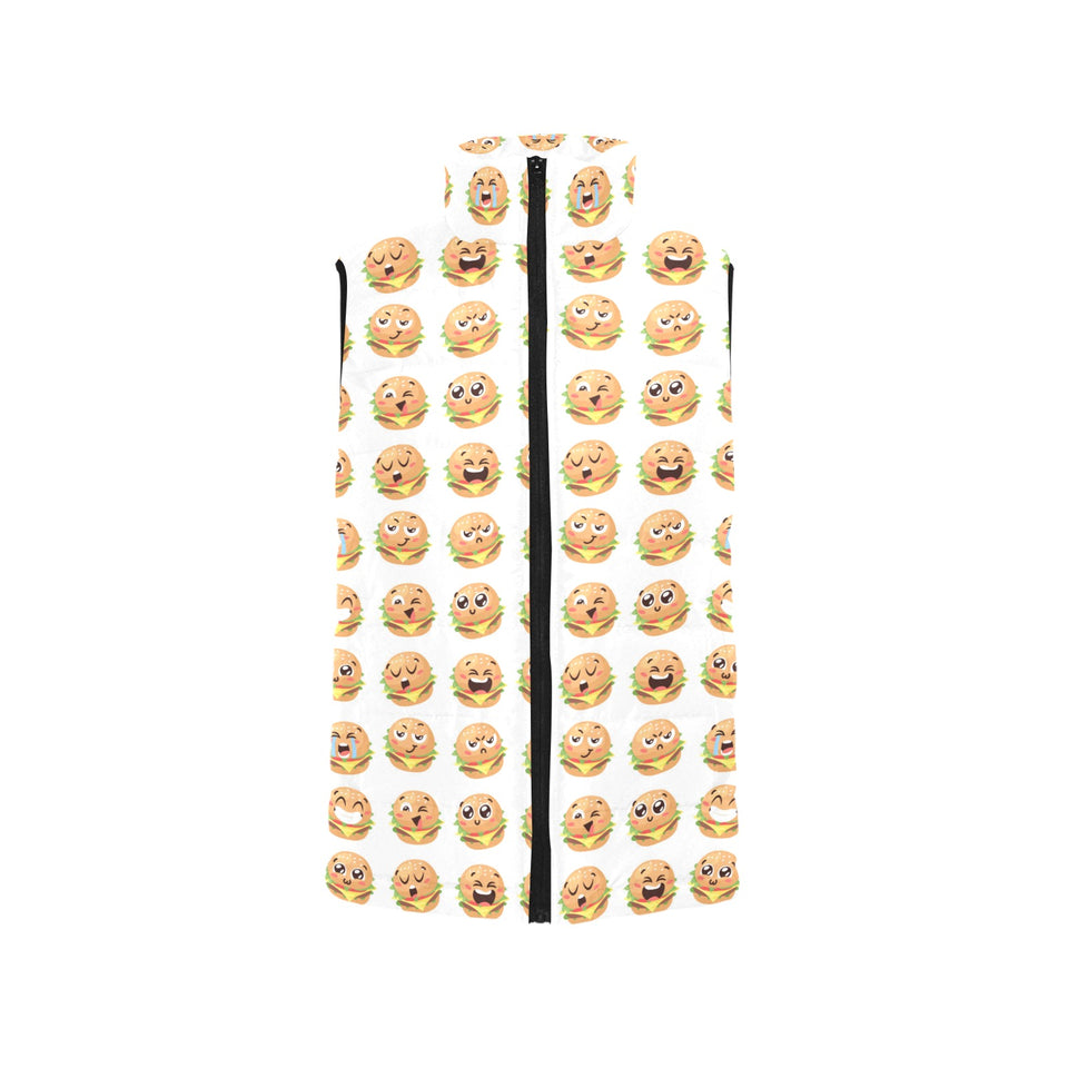 Hamburger Pattern Print Design 04 Women's Padded Vest