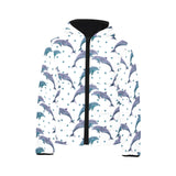Dolphins pattern dotted background Kids' Boys' Girls' Padded Hooded Jacket