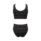Casino Cards Suits Pattern Print Design 05 Chest Bowknot High Waisted Bikini Swimsuit
