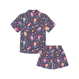 beautiful mermaid Fish jellyfish algae other marin Kids' Boys' Girls' V-Neck Short Pajama Set