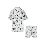 Hand drawn space elements space rocket star planet Women's V-Neck Short Pajama Set