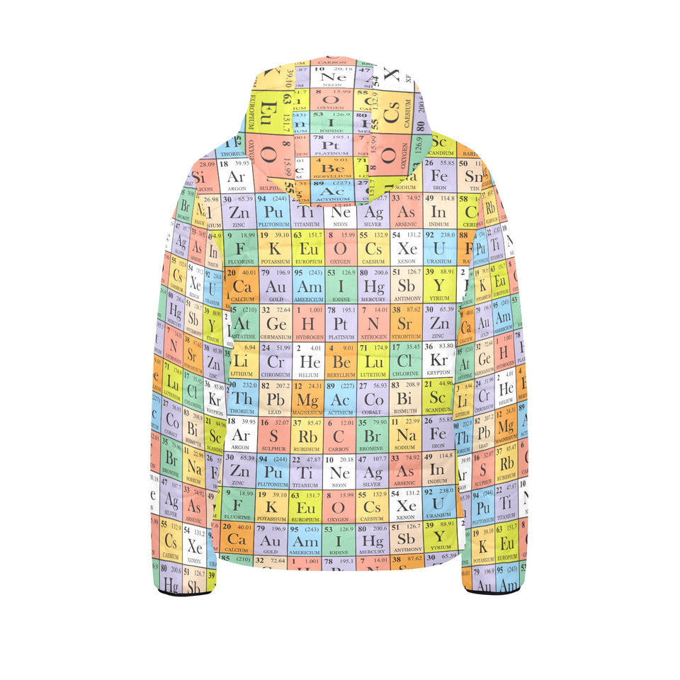 Chemistry Periodic Table Pattern Print Design 01 Kids' Boys' Girls' Padded Hooded Jacket