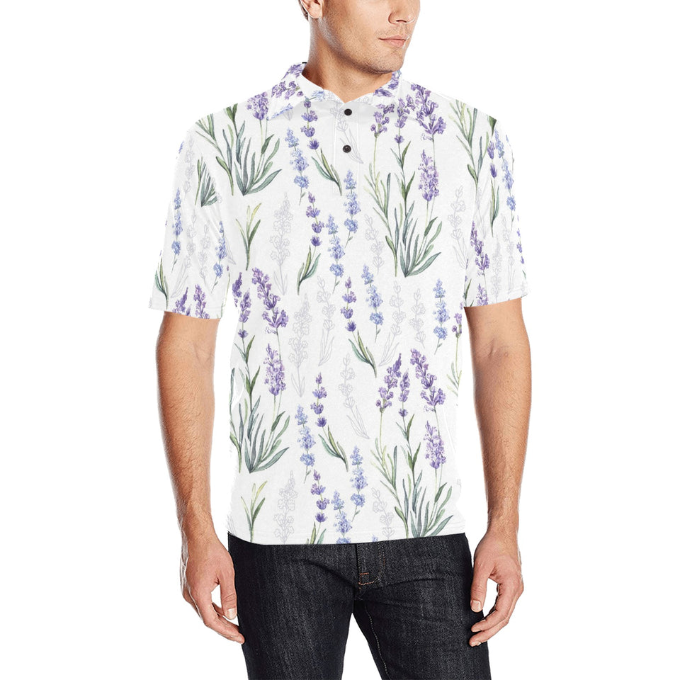 Hand painting Watercolor Lavender Men's All Over Print Polo Shirt