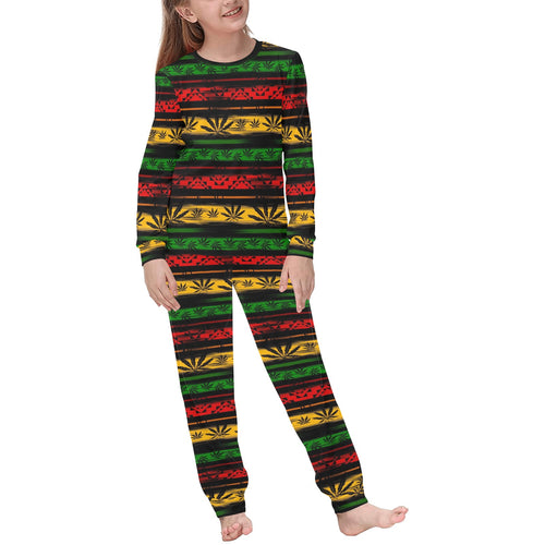 Canabis Marijuana Weed Pattern Print Design 04 Kids' Boys' Girls' All Over Print Pajama Set