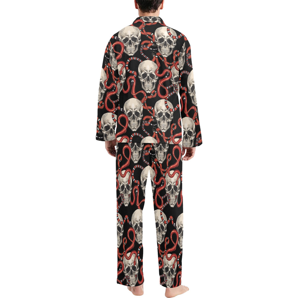 Red snake skull pattern Men's Long Pajama Set