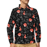 fox sleeping fox pattern Men's Long Sleeve Polo Shirt