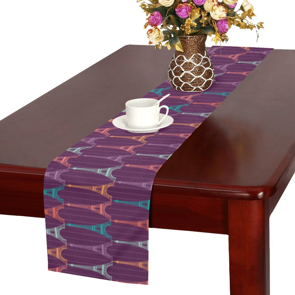 Eiffel Tower Pattern Print Design 05 Table Runner