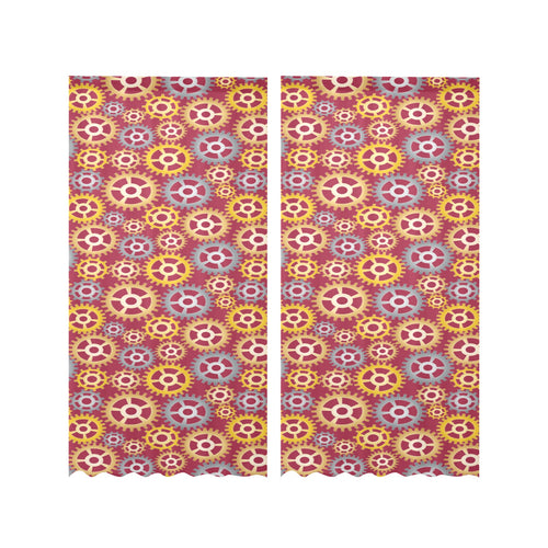 Gear Pattern Print Design 04 Gauze Curtain