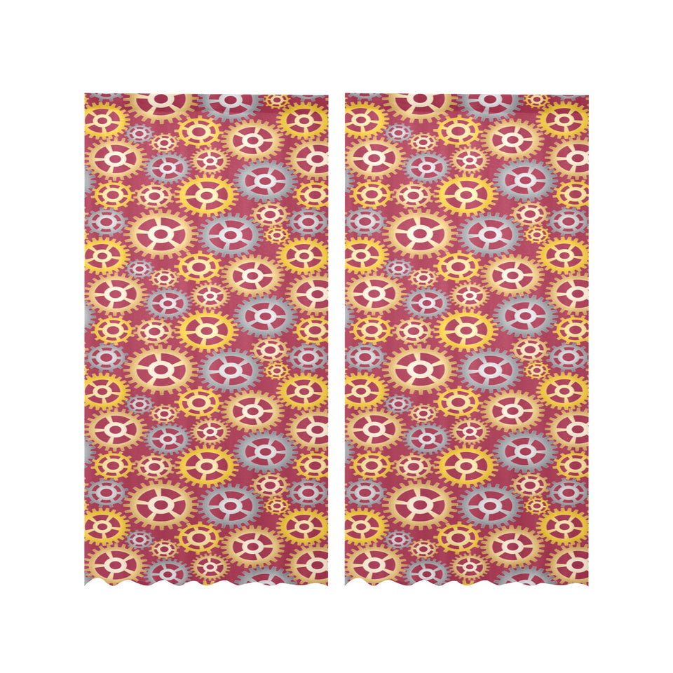 Gear Pattern Print Design 04 Gauze Curtain
