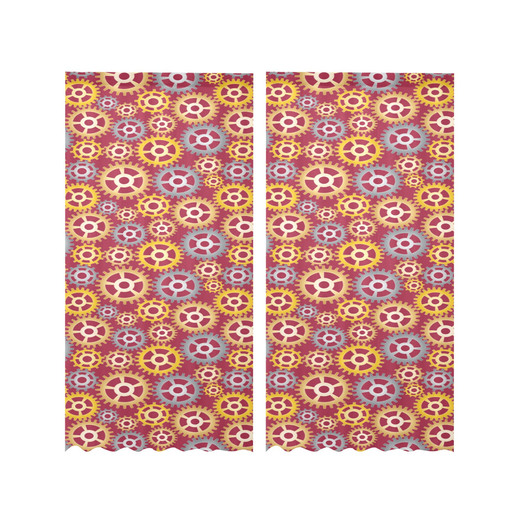 Gear Pattern Print Design 04 Gauze Curtain