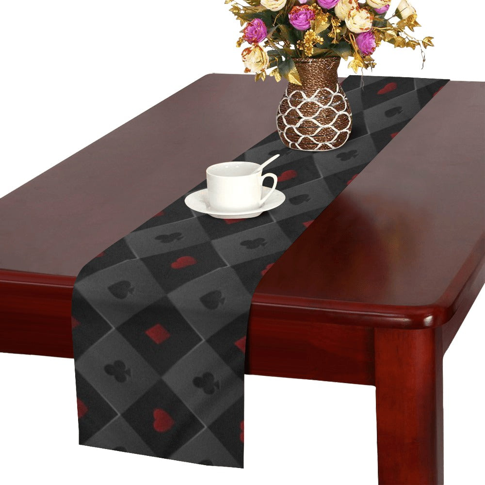 Casino Cards Suits Pattern Print Design 05 Table Runner