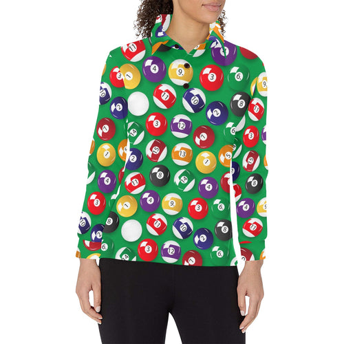 Billiard Ball Pattern Print Design 02 Women's Long Sleeve Polo Shirt