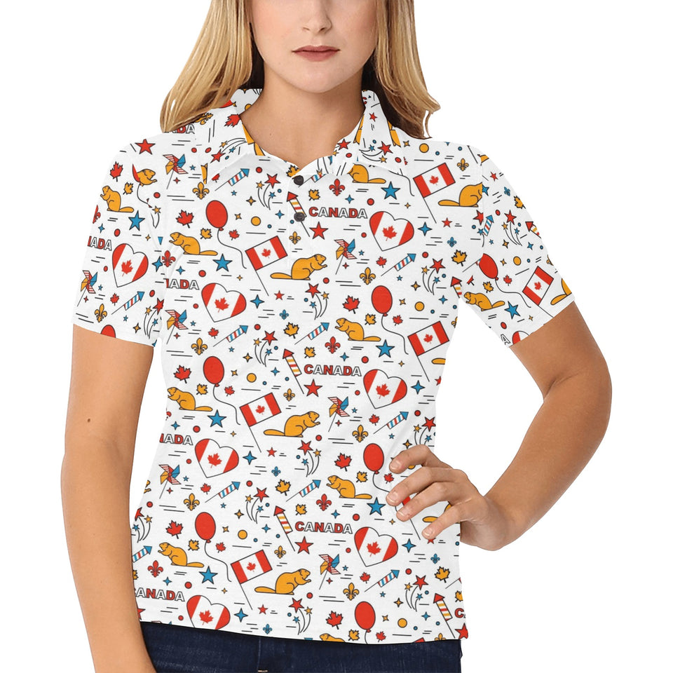 Canada Pattern Print Design 03 Women's All Over Print Polo Shirt