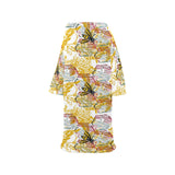 Cool Bee honeycomb leaves pattern Blanket Robe with Sleeves