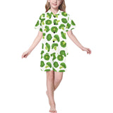 Cute broccoli pattern Kids' Boys' Girls' V-Neck Short Pajama Set
