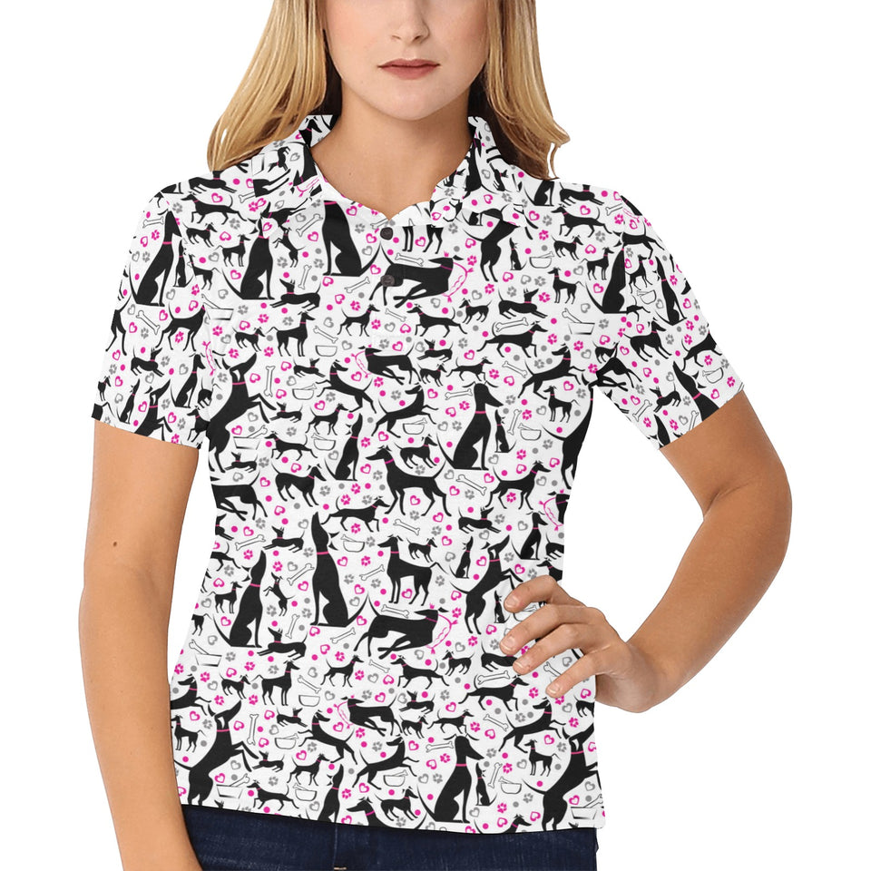Greyhound Pattern Print Design 02 Women's All Over Print Polo Shirt