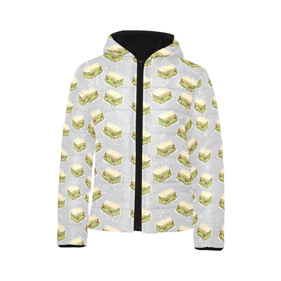 Sandwich Pattern Print Design 05 Kids' Boys' Girls' Padded Hooded Jacket