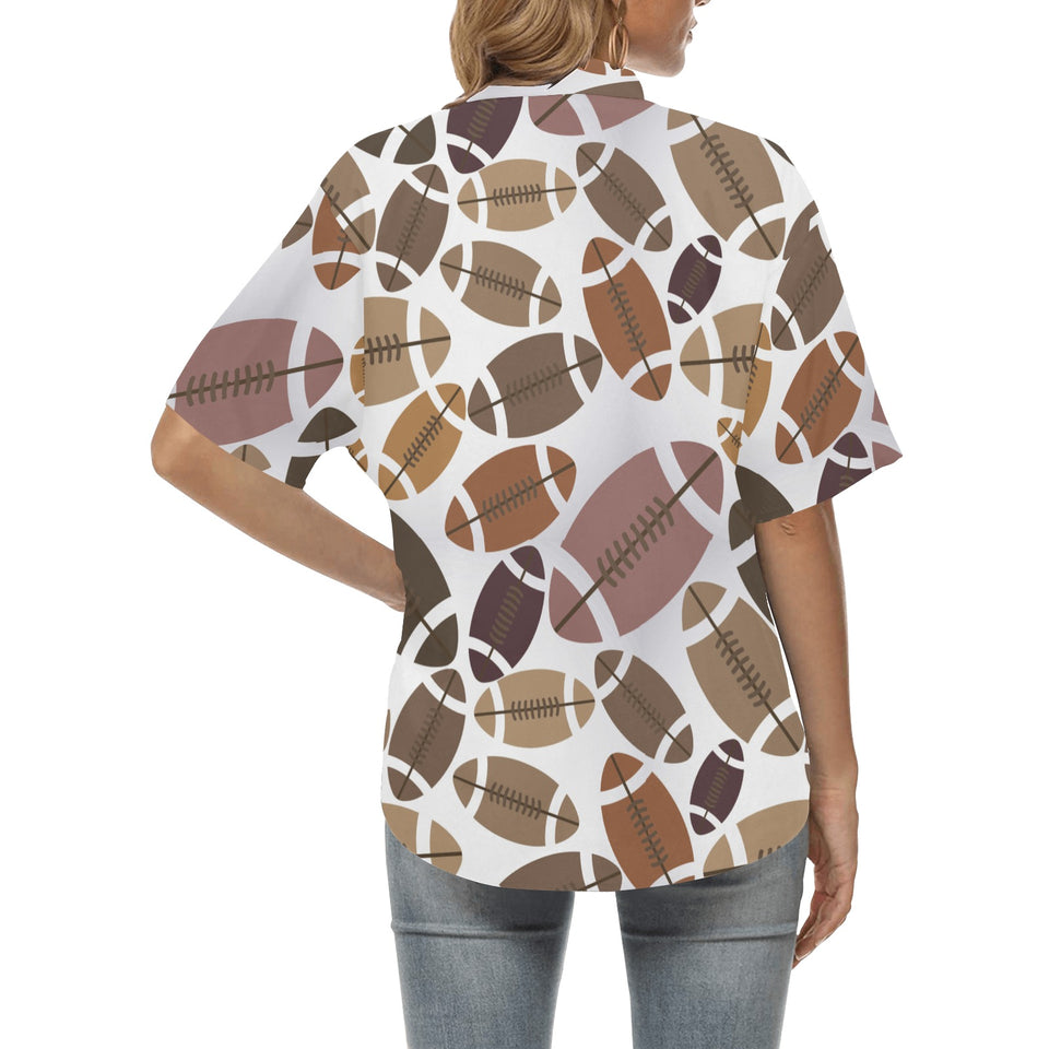 American football ball pattern Women's All Over Print Hawaiian Shirt
