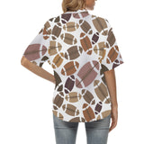 American football ball pattern Women's All Over Print Hawaiian Shirt