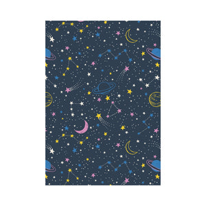 space pattern with planets, comets, constellations House Flag Garden Flag