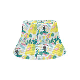Cute parrot toucan flamingo cactus exotic leaves p Unisex Bucket Hat