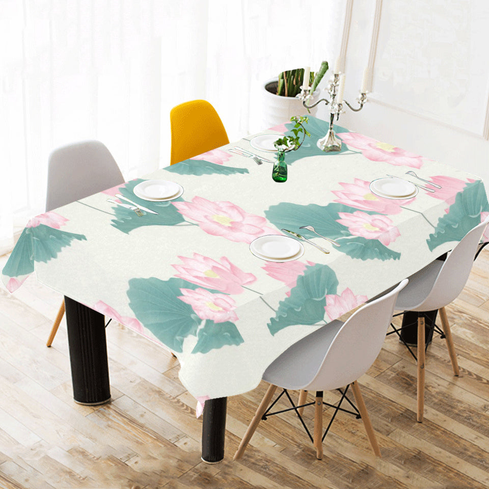 Pink lotus waterlily leaves pattern Tablecloth