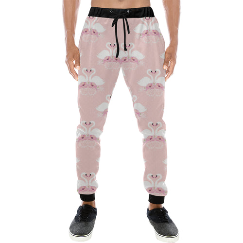White swan and flower love pattern Unisex Casual Sweatpants