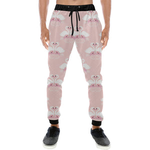 White swan and flower love pattern Unisex Casual Sweatpants