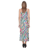 Colorful zebra skin pattern V-Neck Open Fork Long Dress