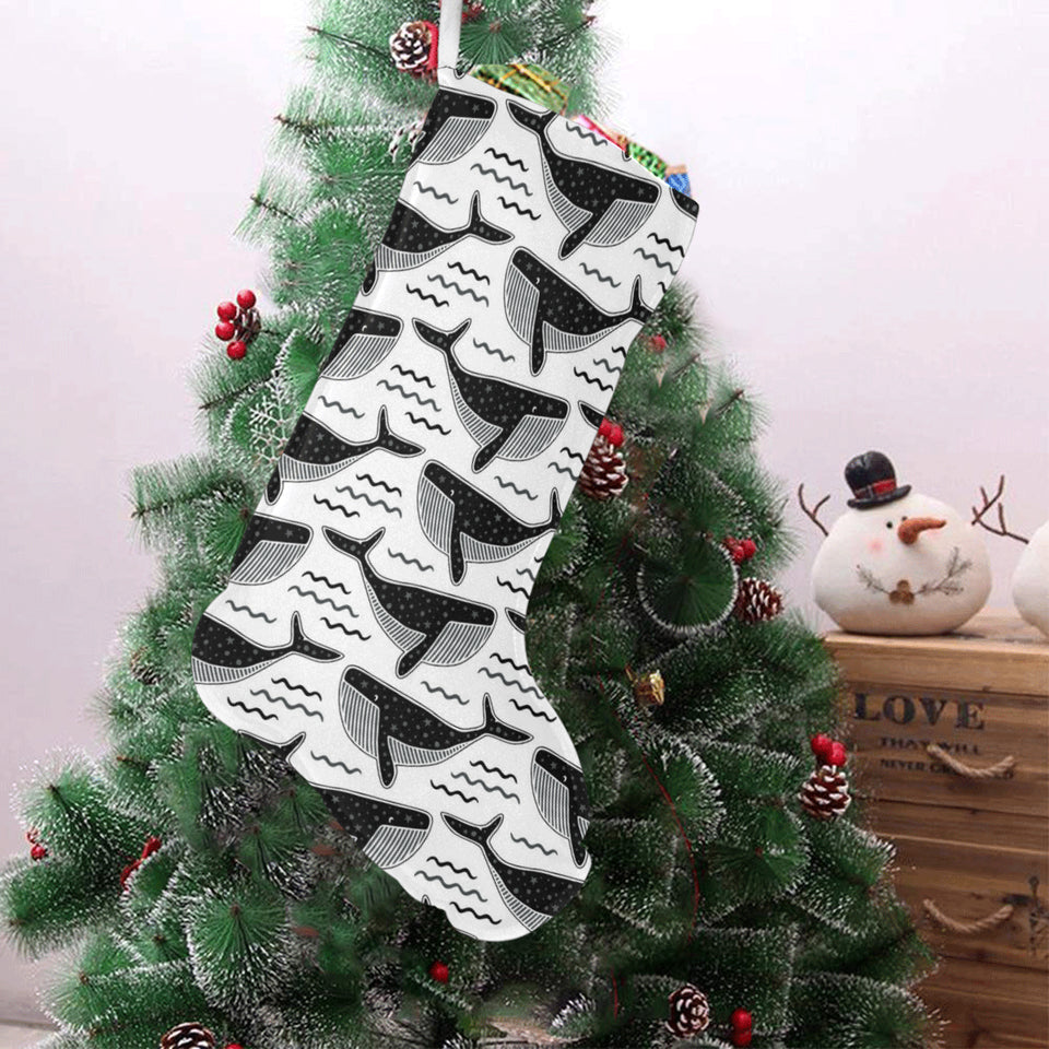 Black whale pattern Christmas Stocking