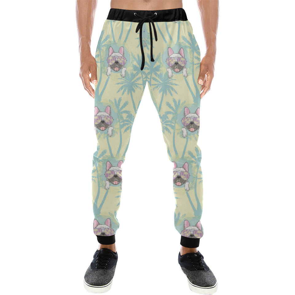 French bulldog hawaii blackground Unisex Casual Sweatpants