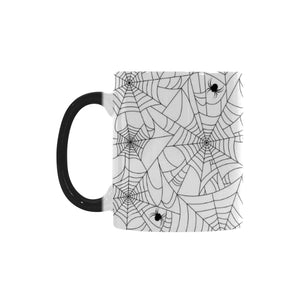 Spider web cobweb pattern white background Morphing Mug Heat Changing Mug