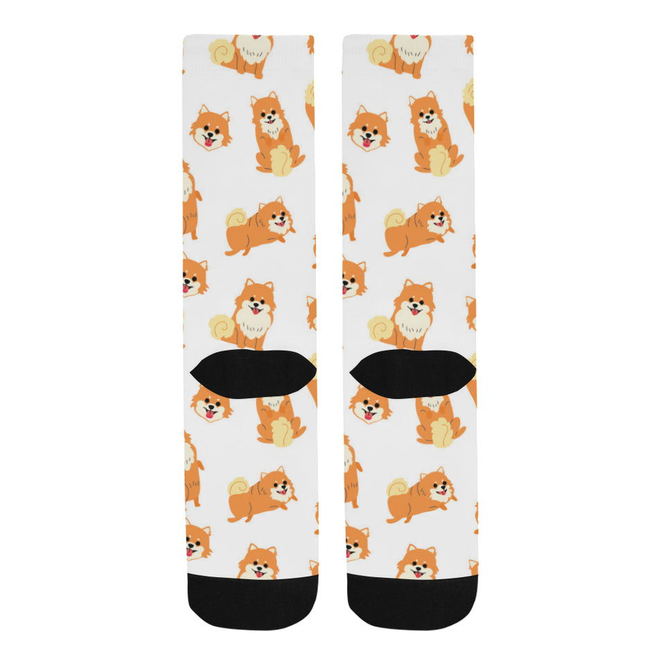 Brown pomeranian pattern Crew Socks
