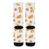 Brown pomeranian pattern Crew Socks