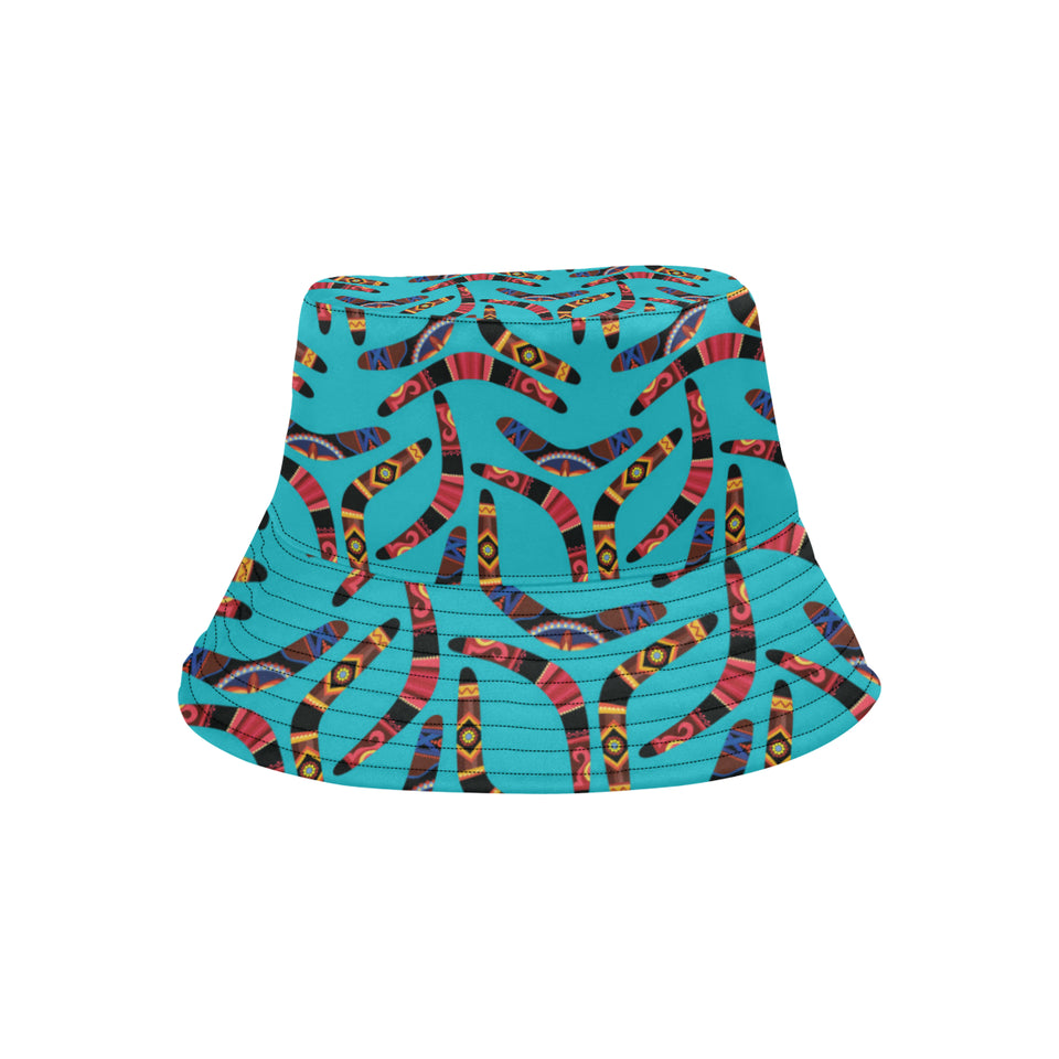 Boomerang Australian aboriginal ornament blue back Unisex Bucket Hat