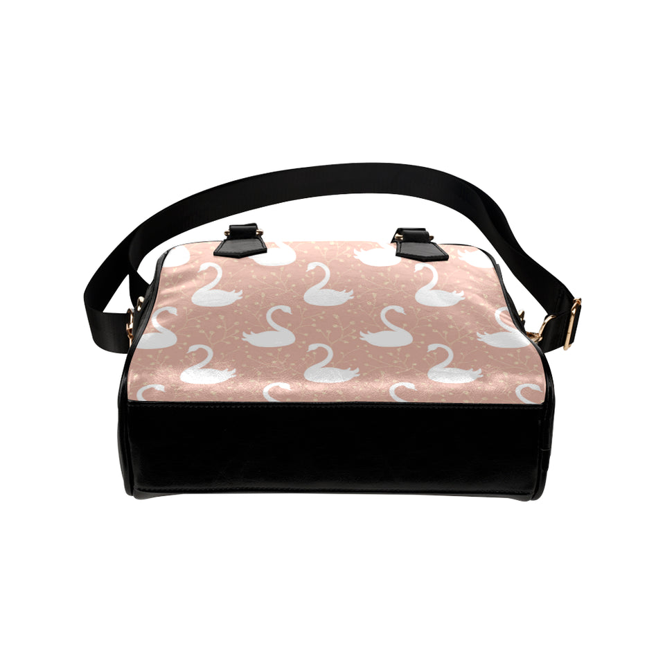 Swan flower light pink background Shoulder Handbag
