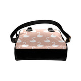 Swan flower light pink background Shoulder Handbag