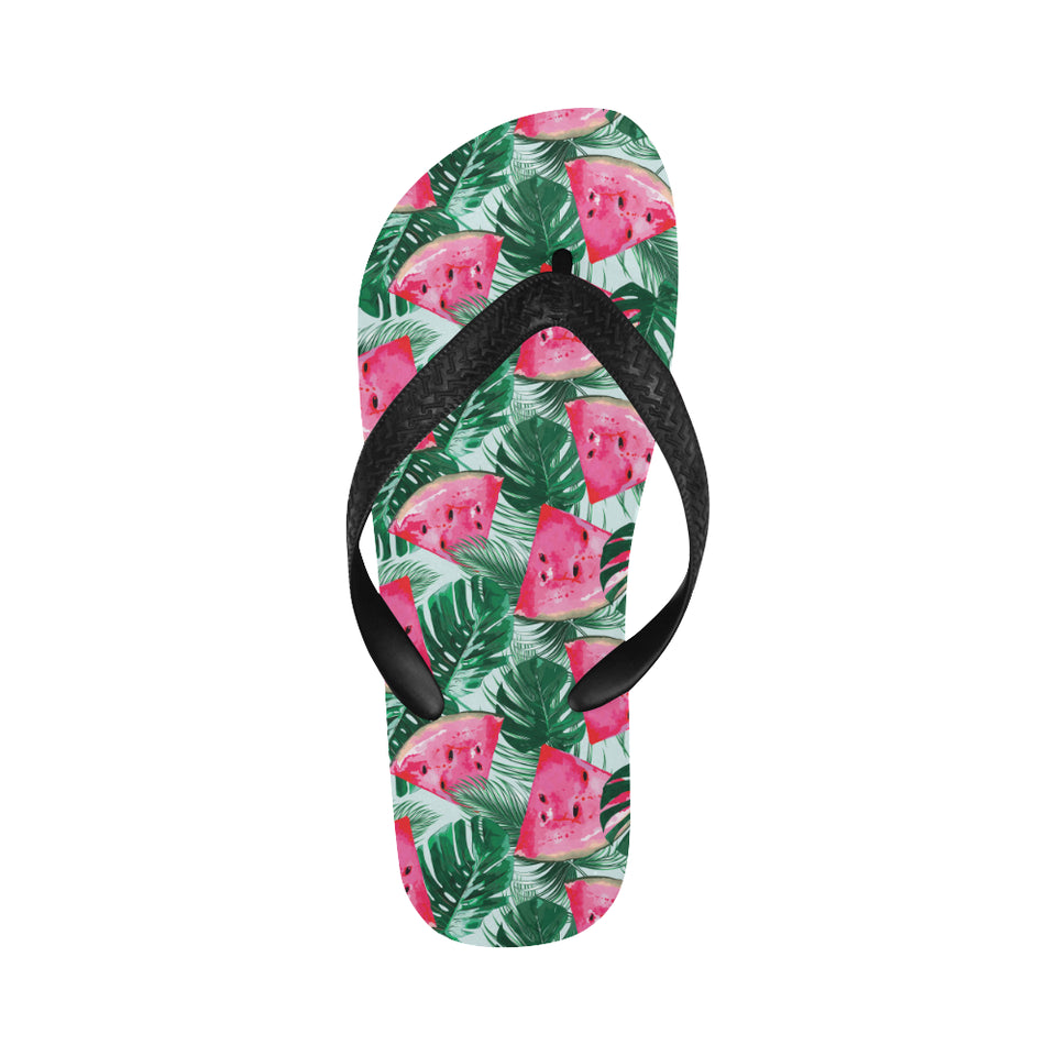 Watermelons tropical palm leaves pattern Unisex Flip Flops