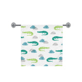 watercolor crocodile pattern Bath Towel