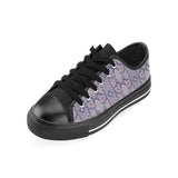 Indian Batik Style pattern Men's Low Top Canvas Shoes Black