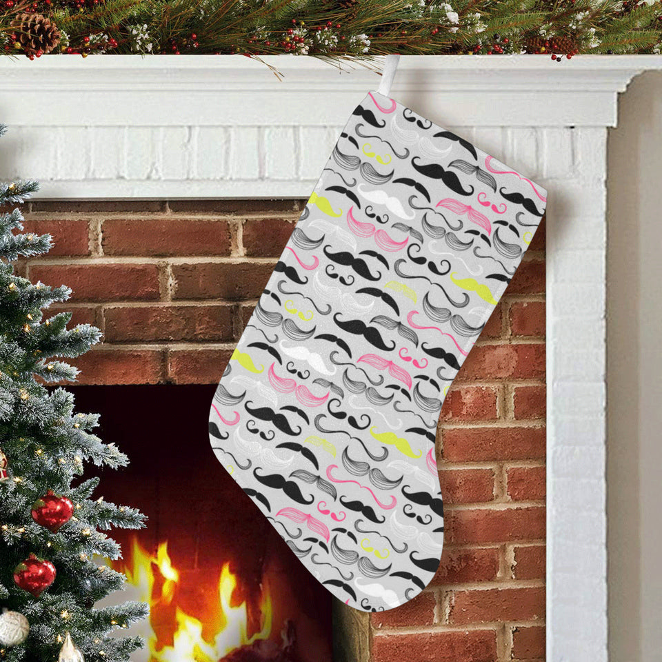 Mustache Beard Pattern Print Design 02 Christmas Stocking