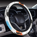 Watercolor helicopter cloud pattern Car Steering Wheel Cover
