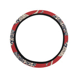 Zebra abstract red background Car Steering Wheel Cover