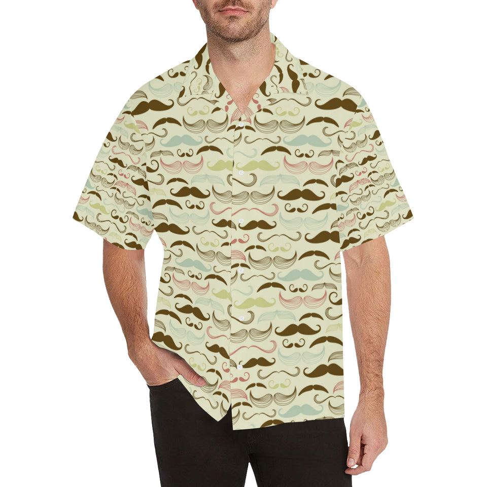 Mustache Beard Pattern Print Design 01 Men's All Over Print Hawaiian Shirt (Model T58)