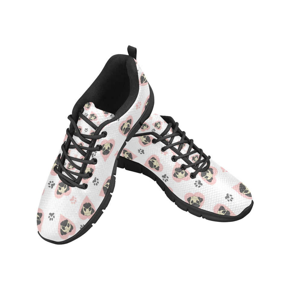 Cute pugs pink heart paw pattern Women's Sneaker Shoes