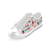 Red Blue guitar pattern Men's Low Top Shoes White