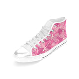 Beautiful dragonfly pink background Women's High Top Canvas Canvas Shoes White