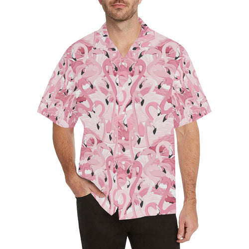 Pink flamingos pattern background Men's All Over Print Hawaiian Shirt