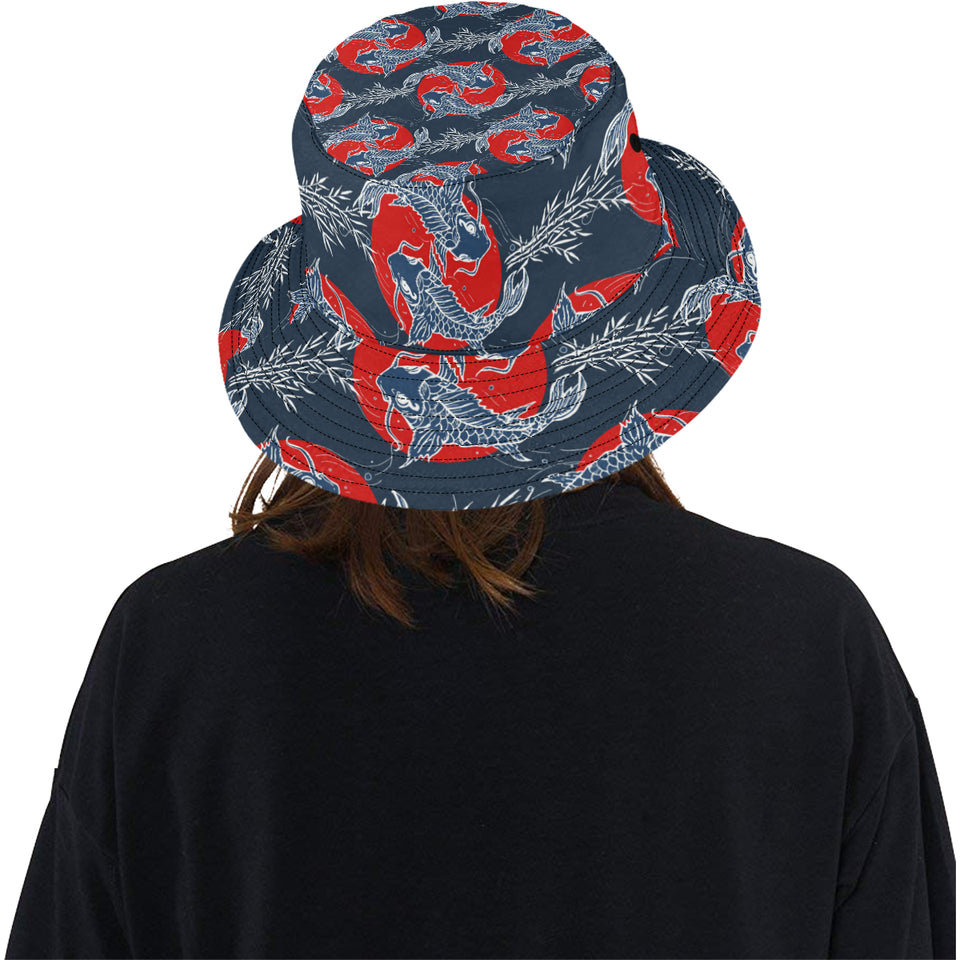 Koi Fish Carp Fishs hand drawn japanese art Unisex Bucket Hat
