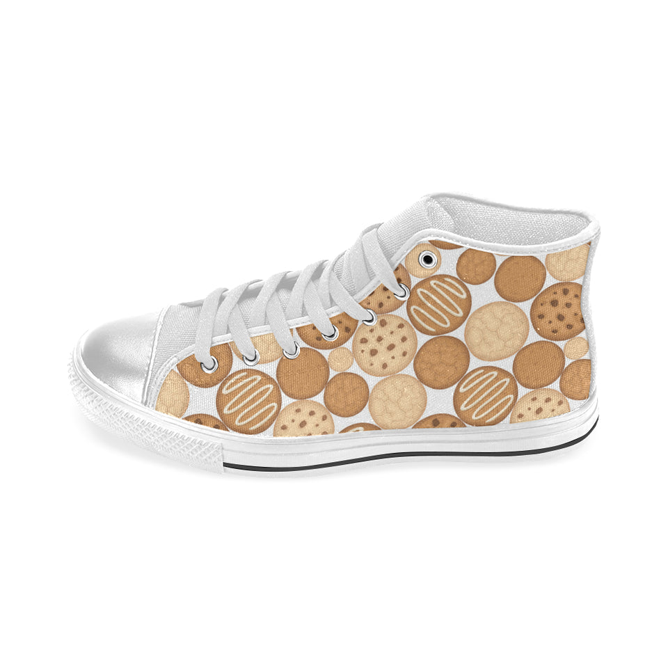 Various cookie pattern Women's High Top Canvas Shoes White